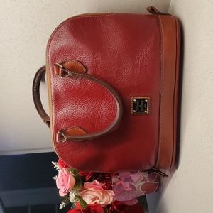 Dooney & Bourke Red & Brown Dome Pebbled Leather